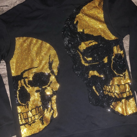Black & Gold Diamond Skull Hoodie (amazing quality) - Picture 3 of 3